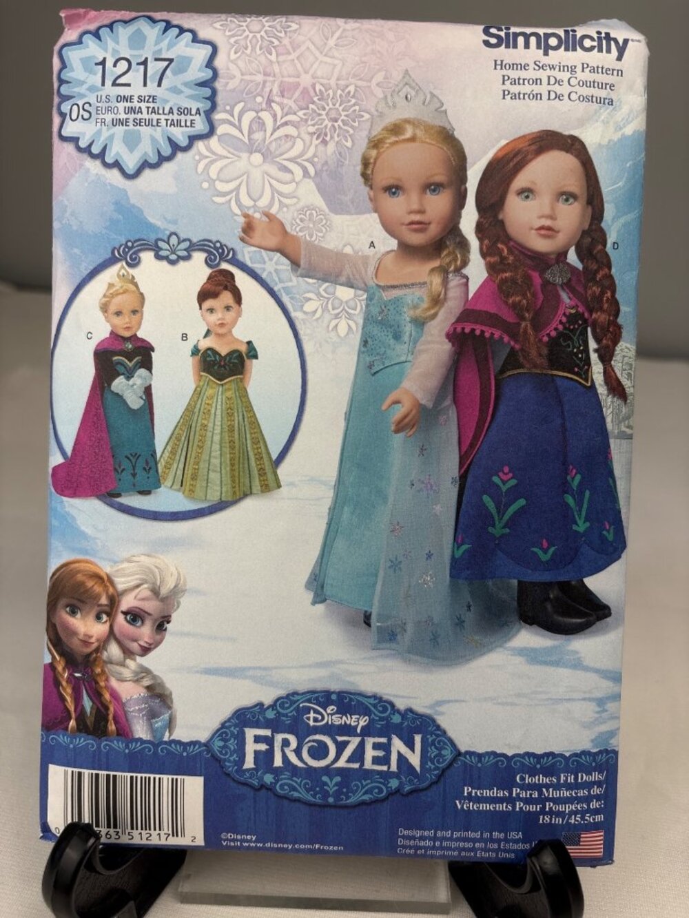 Simplicity 1217 Frozen Doll Clothes Sewing Pattern Size 18" Dolls Uncut